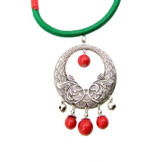 Tibetan Silver & Red Coral Bead Necklace 2