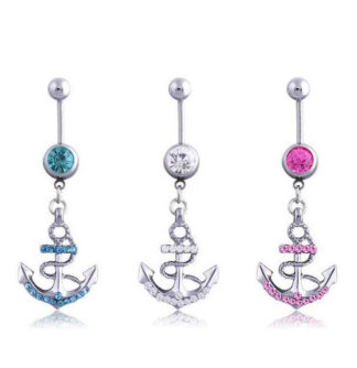 CZ Crystal Anchor 316L Surgical Stainless Steel Belly Bar