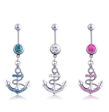 CZ Crystal Anchor 316L Surgical Stainless Steel Belly Bar