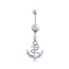 CZ Crystal Anchor 316L Surgical Stainless Steel Belly Bar   Crystal