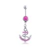 CZ Crystal Anchor 316L Surgical Stainless Steel Belly Bar   Rose