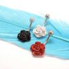 Ceramic Rose 316L Surgical Stainless Steel Belly Bar 1