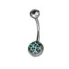 Coloured Leopard Print 316L Surgical Stainless Steel Belly Bars Blue