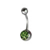 Coloured Leopard Print 316L Surgical Stainless Steel Belly Bars Green
