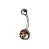 Coloured Leopard Print 316L Surgical Stainless Steel Belly Bars Red