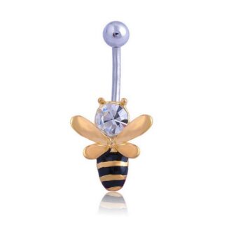 Crystal Gem Golden 316L Stainless Steel Bumble Bee Belly Ring