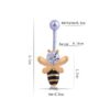 Crystal Gem Golden 316L Stainless Steel Bumble Bee Belly Ring   Dimensions