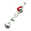 Double Red Rose CZ Gem 316L Surgical Steel Belly Dangles 3
