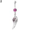 Large CZ Gem 316L Surgical Stainless Steel Feather Belly Dangle 2