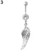 Large CZ Gem 316L Surgical Stainless Steel Feather Belly Dangle 3