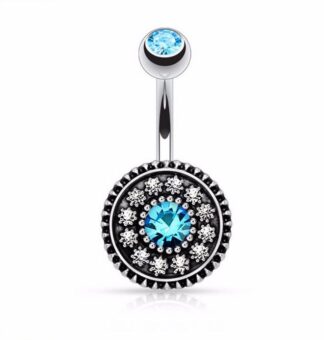 Pacific Opal Gem Round Antiqued Belly Bar