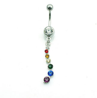 Rainbow CZ Gem 316L Surgical Stainless Steel Belly Dangle