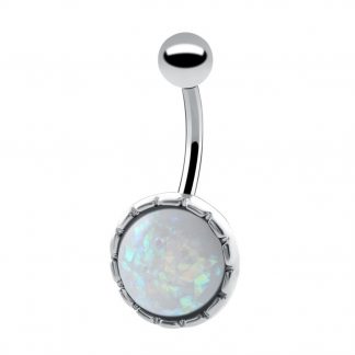 Round Opal Stone 316L Surgical Stainless Steel Belly Rings