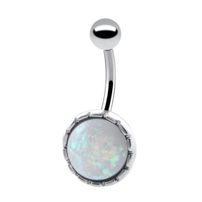 Round Opal Stone 316L Surgical Stainless Steel Belly Rings