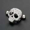 Crystal Gem  316L Stainless Steel Skull Nipple Ring