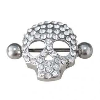 Crystal Gem  316L Stainless Steel Skull Nipple Rings