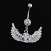 Crystal Gem 316L Stainless Steel Winged Skull Belly Ring 1