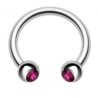 Double Gem Surgical Steel Horseshoe Circular Barbell Conch Septum Cartilage Tragus Helix   Amethyst