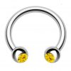 Double Gem Surgical Steel Horseshoe Circular Barbell Conch Septum Cartilage Tragus Helix   Citrine