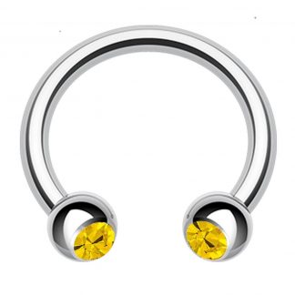 Double Gem Surgical Steel Horseshoe Circular Barbell Conch Septum Cartilage Tragus Helix   Citrine