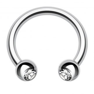 Double Gem Surgical Steel Horseshoe Circular Barbell Conch Septum Cartilage Tragus Helix   Crystal