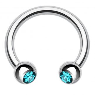 Double Gem Surgical Steel Horseshoe Circular Barbell Conch Septum Cartilage Tragus Helix   Pacific Opal