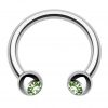 Double Gem Surgical Steel Horseshoe Circular Barbell Conch Septum Cartilage Tragus Helix    Peridot