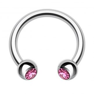 Double Gem Surgical Steel Horseshoe Circular Barbell Conch Septum Cartilage Tragus Helix    Rose