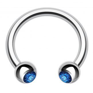 Double Gem Surgical Steel Horseshoe Circular Barbell Conch Septum Cartilage Tragus Helix    Sapphire