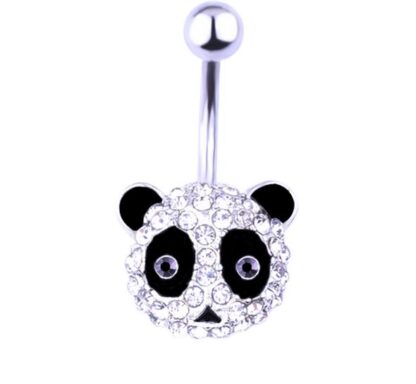 Crystal Gem 316L Stainless Steel Panda Bear Belly Ring - OZ Body Jewellery