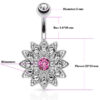 Multi Gem 316L Stainless Steel Sunflower Belly Ring   Dimensions