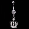 Gem Crown 316L Stainless Steel Dangle with Large Crystal Gem