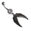 Large Crystal Gem Angel Wing 316L Stainless Steel Dangle