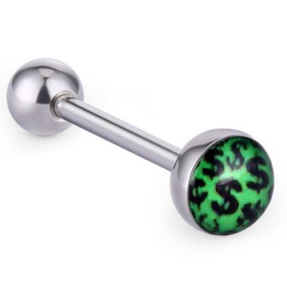 Acrylic Printed 316L Surgical Stainless Steel Tongue Rings   Dollaz