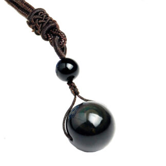 Black Obsidian Bead Pendant Necklace