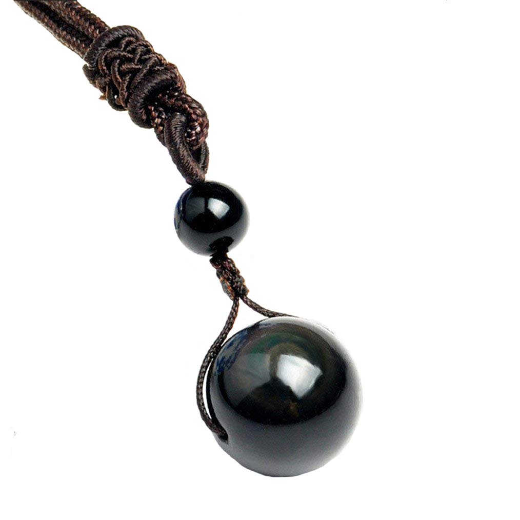 Snowflake Obsidian Bead Necklace-8mm