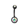 Black Titanium Anodised CZ Gem 316L Surgical Stainless Steel Belly Bar Opal