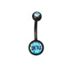Black Titanium Anodised CZ Gem 316L Surgical Stainless Steel Belly Bar Pacific Opal