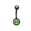 Black Titanium Anodised CZ Gem 316L Surgical Stainless Steel Belly Bar Peridot
