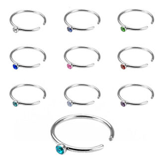 CZ Gem 316L Surgical Stainless Nose Hoops
