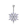 CZ Gem Snowflake 316L Surgical Stainless Steel Labret  Stud   Silver