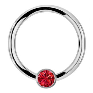 Coloured CZ Gem Bead 316L Surgical Stainless Steel Captive Bead Ring   Light Siam