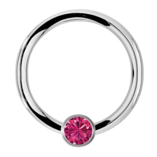 Coloured CZ Gem Bead 316L Surgical Stainless Steel Captive Bead Ring   Rose
