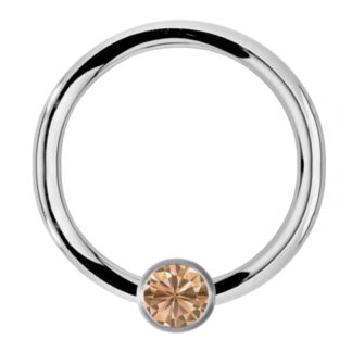 Coloured CZ Gem Bead 316L Surgical Stainless Steel Captive Bead Ring   Topaz