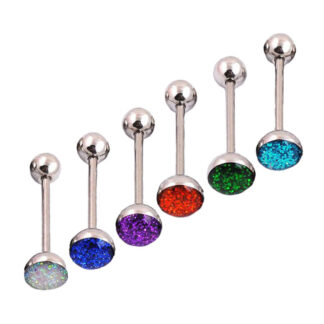 Coloured Shimmer Sparkle 316L Stainless Steel Tongue Bar - OZ Body ...