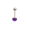 Coloured Shimmer Sparkle 316L Stainless Steel Tongue Bar Purple