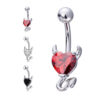 Devil Heart CZ Gem 316L Surgical Stainless Steel Belly Ring   Colours