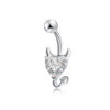 Devil Heart CZ Gem 316L Surgical Stainless Steel Belly Ring   Crystal