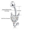 Devil Heart CZ Gem 316L Surgical Stainless Steel Belly Ring Dimention