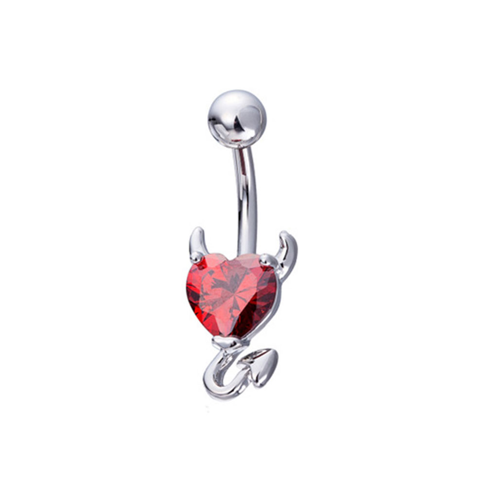 Devil Heart CZ Gem 316L Surgical Stainless Steel Belly Ring - OZ Body ...